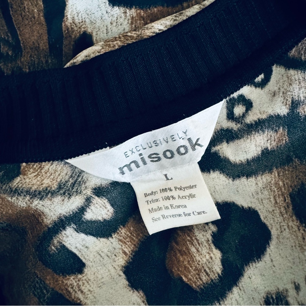 Misook Animal Print Sheer Duster Mini Dress - Picture 7 of 8